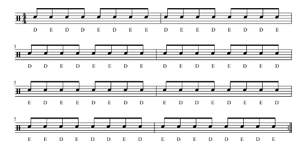 Paradiddle simples e inversões sem acento